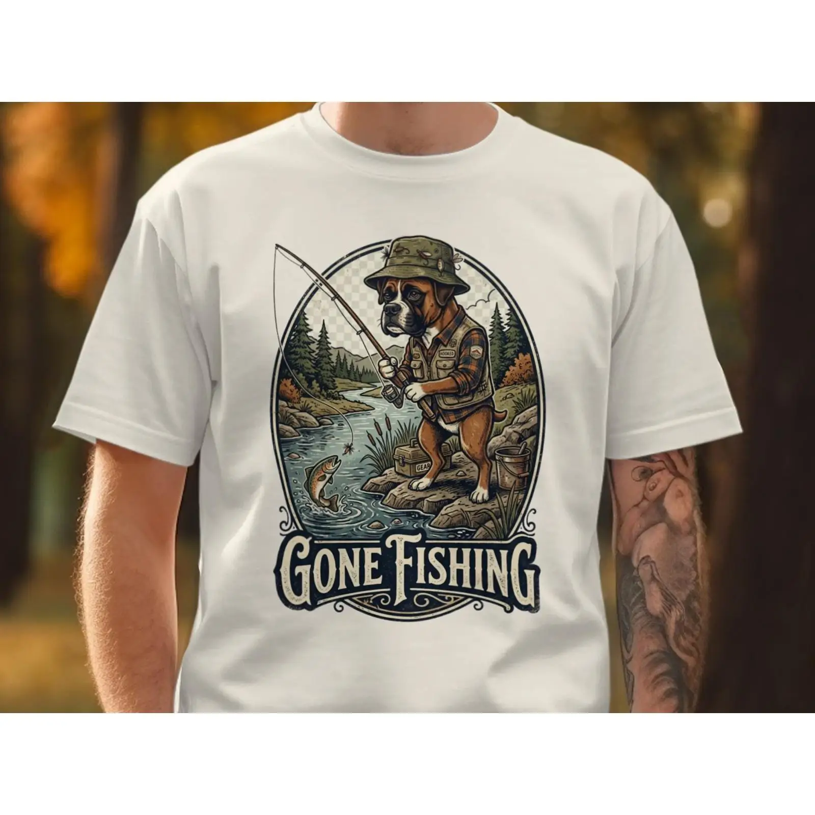 Outdoor Adventure Ideas - T-shirt « Gone Fishing » drôle